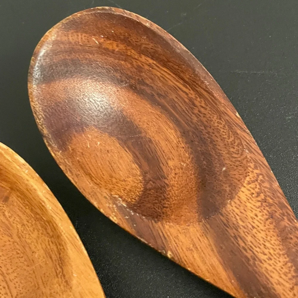 Set of 2 Genuine MONKEY POD Hand Crafted Wood Salad Spoon & Fork Serving Set